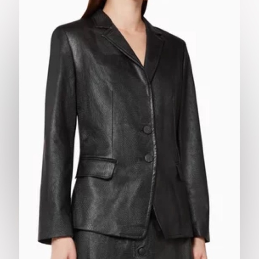 MARELLA‎ Morfeo Snakeskin-Print Leather Blazer Size Small